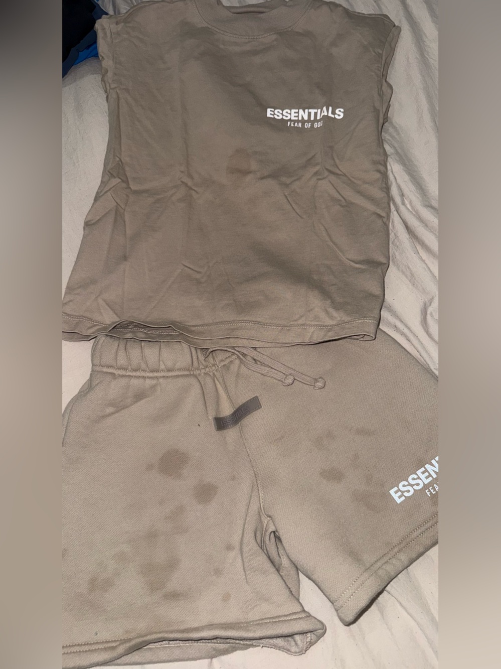 Essentials Kids Matching Sweatshirt & Shorts Set in Taupe
